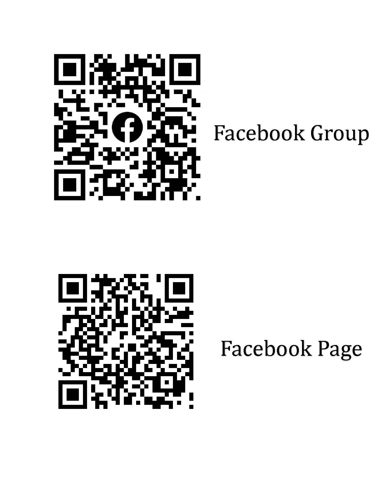 Qr codes for page and group